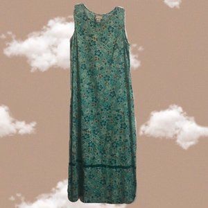 Vintage April Cornell teal floral dress
